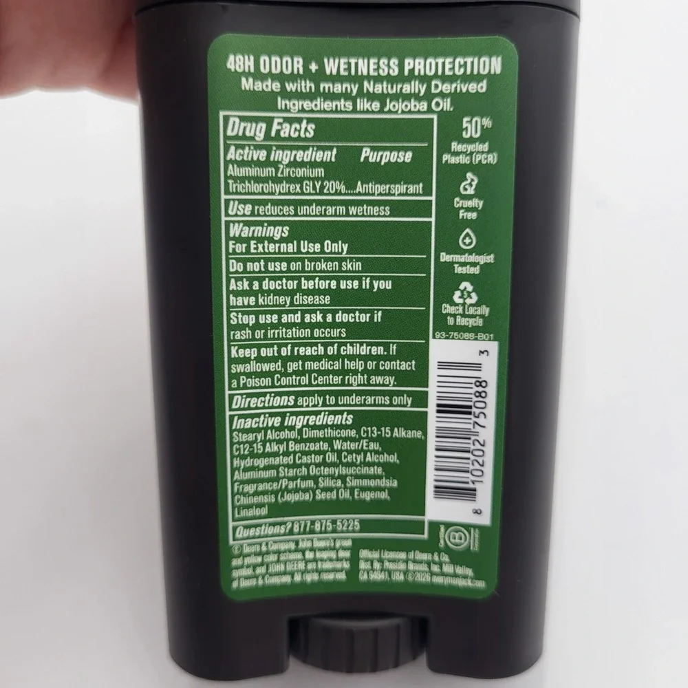 (2) Every Man Jack John Deere Steelwater Springs Antiperspirant Deodorant 2.6oz